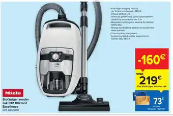 Carrefour Miele Stofzuiger Zonder Zak CX1 Blizzard Excellence aanbieding