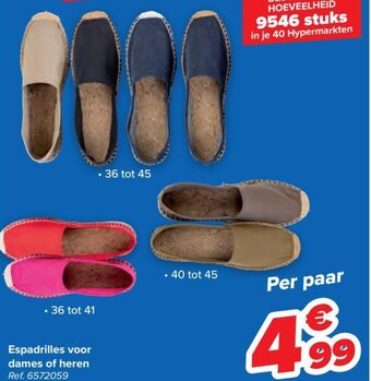 Carrefour Espadrilles voor Dames of Heren aanbieding