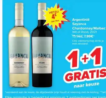 Carrefour Sayanca Chardonnay / Malbec Wit of Rood 2021 aanbieding