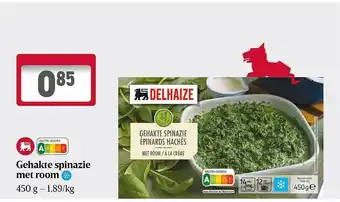 Delhaize Gehakte spinazie met room aanbieding