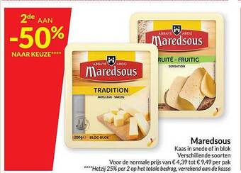 Intermarché Maredsous kaas in snede of in blok aanbieding