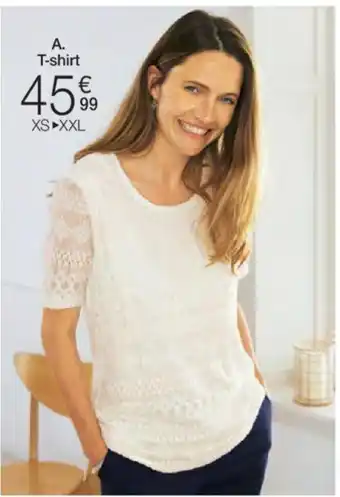 Damart T-shirt, tricot met kant L. 64 cm, XS tot XXL aanbieding