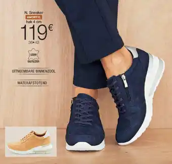 Amortyl sneaker in kalfsleder met sleehak 36 tot 42