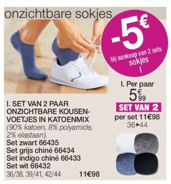 Damart Set van 2 paar onzichtbare kousenvoetjes in katoenmix aanbieding