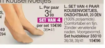 Damart Set van 4 paar kousenvoetjes onzichtbaar 20 den huidskleur 35010 aanbieding