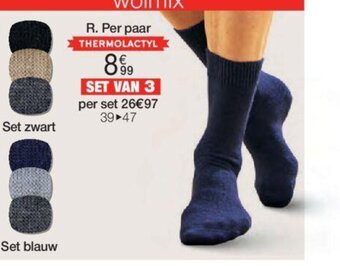 Damart set van 3 paar effen sokken thermolactyl aanbieding
