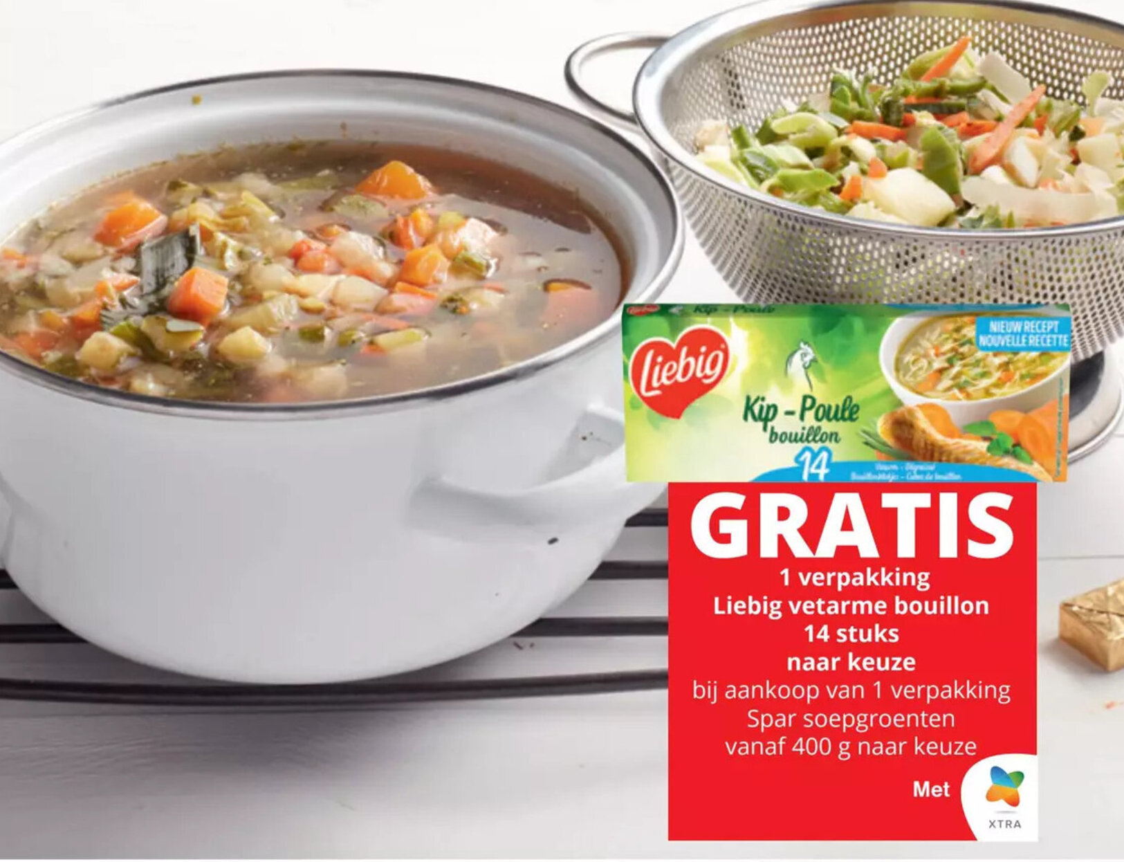 Liebig vetarme bouillon promotie bij Spar Colruyt