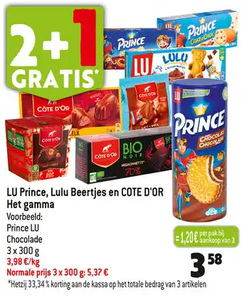 Louis Delhaize LY prince, Lulu beertjes en Cote d'or het gamma 3 x 300g aanbieding
