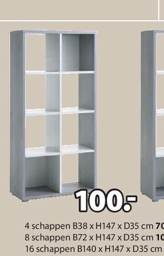 Jysk Haldager scheidingswand 8 schappen b72 x h147 x d35 cm aanbieding