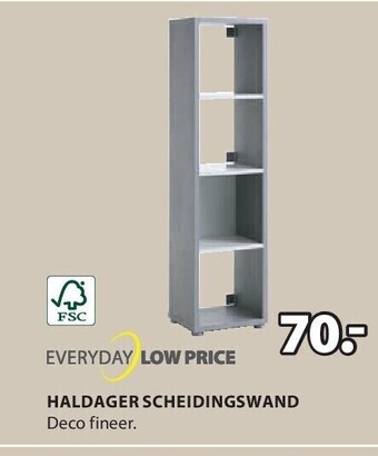 Jysk Haldager scheidingswand 4 schappen b38 x h147 x d35 cm aanbieding