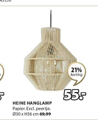 Jysk Heine hanglamp aanbieding