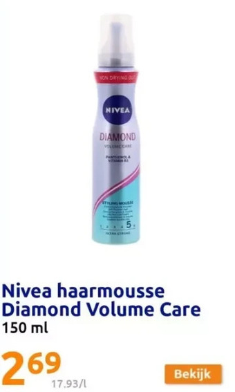 Action Nivea haarmousse diamond volume care aanbieding