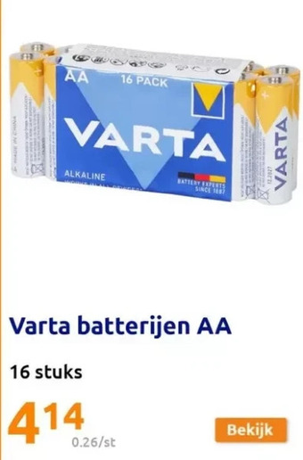 Action Varta batterijen aa aanbieding