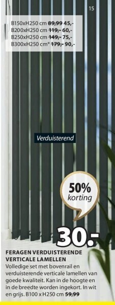 Jysk Feragen verduisterende verticale lamellen aanbieding