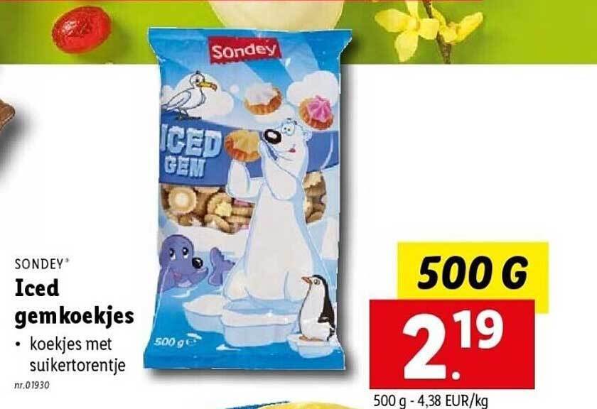 Sondey iced gemkoekjes promotie bij Lidl