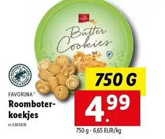 Lidl Favorina roomboterkoekjes aanbieding