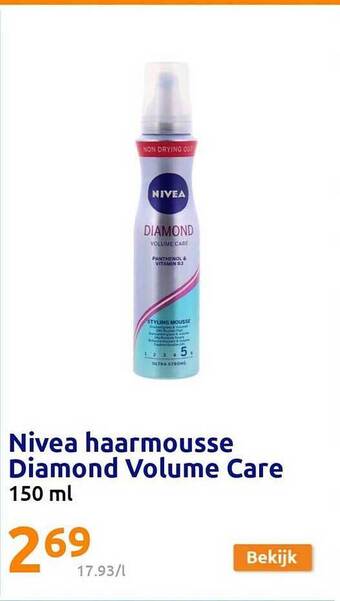 Action Nivea haarmousse diamond volume care aanbieding