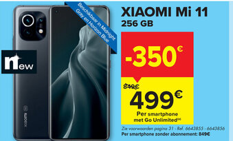 Carrefour Xiaomi Mi 11 256 GB aanbieding
