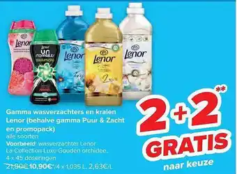 Carrefour Gamma wasverzachters en kralen lenor aanbieding