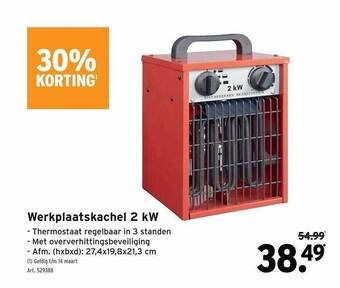 GAMMA Werkplaatskachel 2 kw aanbieding