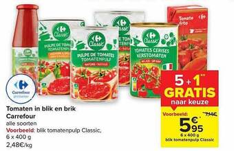 Carrefour Tomaten in blik en brik aanbieding