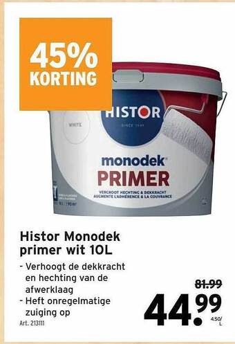GAMMA Histor monodek primer wit 10l aanbieding