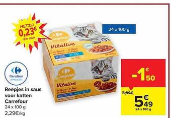 Carrefour Reepjes in saus voor katten aanbieding