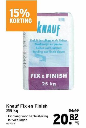 GAMMA Knauf fix en finish 25 kg aanbieding