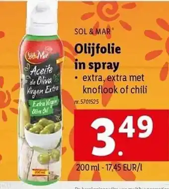 Lidl Sol & mar olijfolie in spray aanbieding