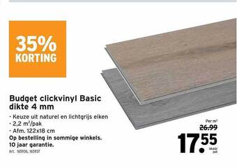 GAMMA Budget clickvinyl basic dikte 4 mm aanbieding