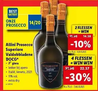 Lidl Allini prosecco superiore valdobbiadene aanbieding