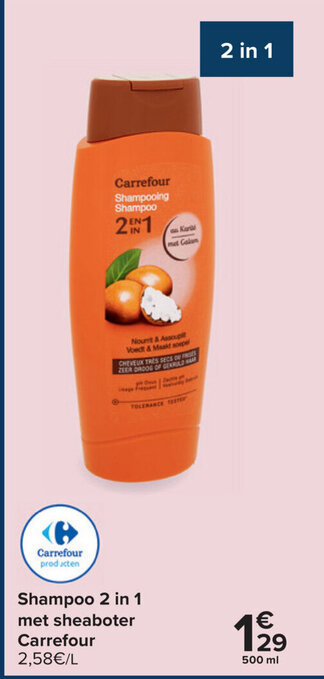 Carrefour Carrefour Shampoo 2 in 1 met sheaboter aanbieding