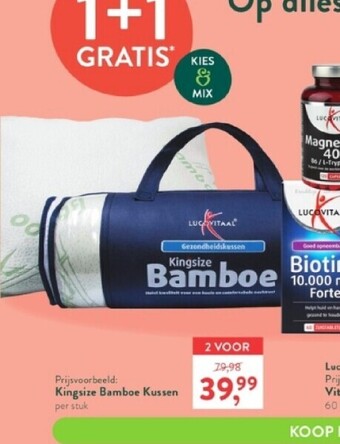 Holland & Barrett Kingsize bamboe kussen per stuk aanbieding