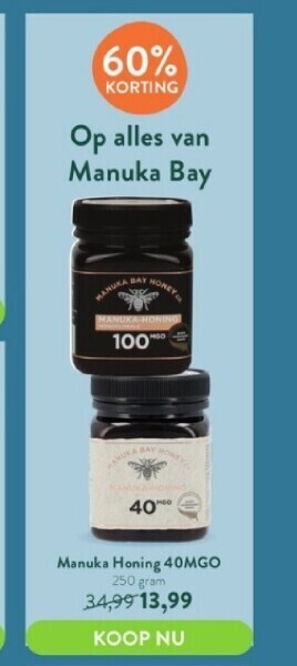 Holland & Barrett Manuka honing 40mgo 250 gram aanbieding