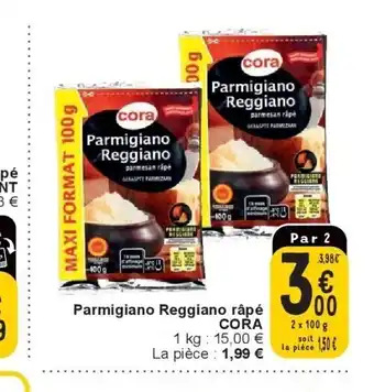 Cora Parmigiano reggiano râpé cora aanbieding