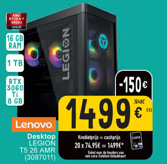 Cora Lenovo desktop legion T5 26 AMR (3087011) aanbieding