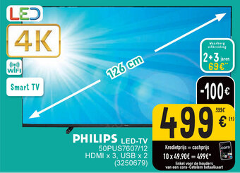 Cora Philips LED-TV 126 cm 50PUS7607/12 HDMI x 3, USB x 2 (3250679) aanbieding