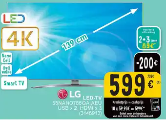 Cora LG LED-TV 139 cm, 55NANO786QA, AEU USB x 2, HDMI x 3 (3146913) aanbieding