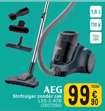 Cora AEG stofzuiger zonder zak 1,8 L LX5-2-4DB (2507090) aanbieding