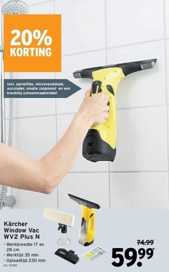 GAMMA Kärcher window vac wv2 plus n aanbieding