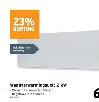Wandverwarmingsunit 2 kw