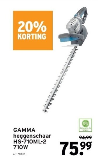 GAMMA Gamma heggenschaar hs-710ml-2 710w aanbieding