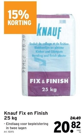 GAMMA Knauf fix en finish 25 kg aanbieding