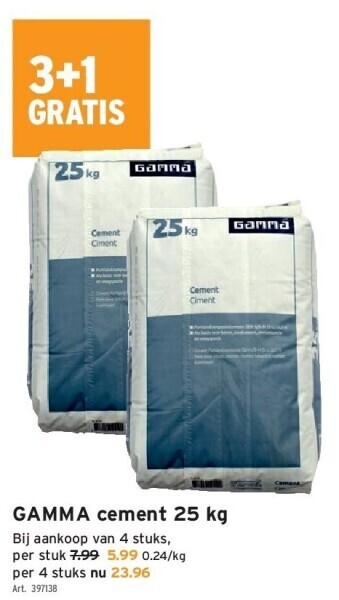 GAMMA Gamma cement 25 kg aanbieding