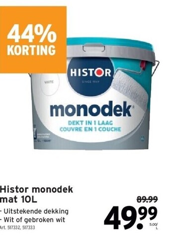 GAMMA Histor monodek mat 10l aanbieding