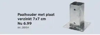 GAMMA Paalhouder met plaat verzinkt 7x7 cm aanbieding