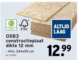 GAMMA Osb3 constructieplaat dikte 12 mm aanbieding