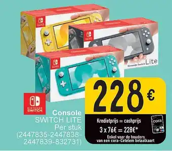 Cora Nintendo switch console switch lite aanbieding