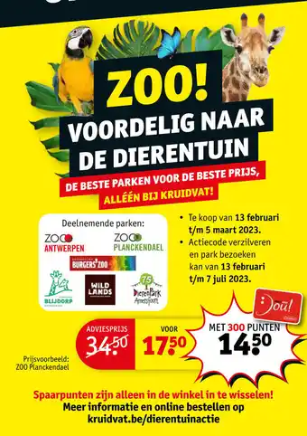 Kruidvat Prijsvoorbeeld: Zoo planckendael aanbieding