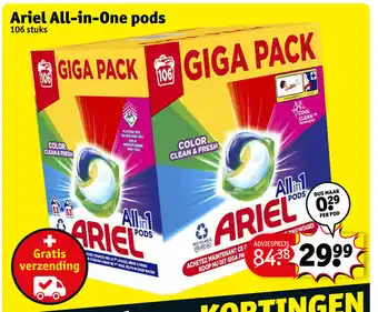 Kruidvat Ariel all-in-one pods 106 stuks aanbieding